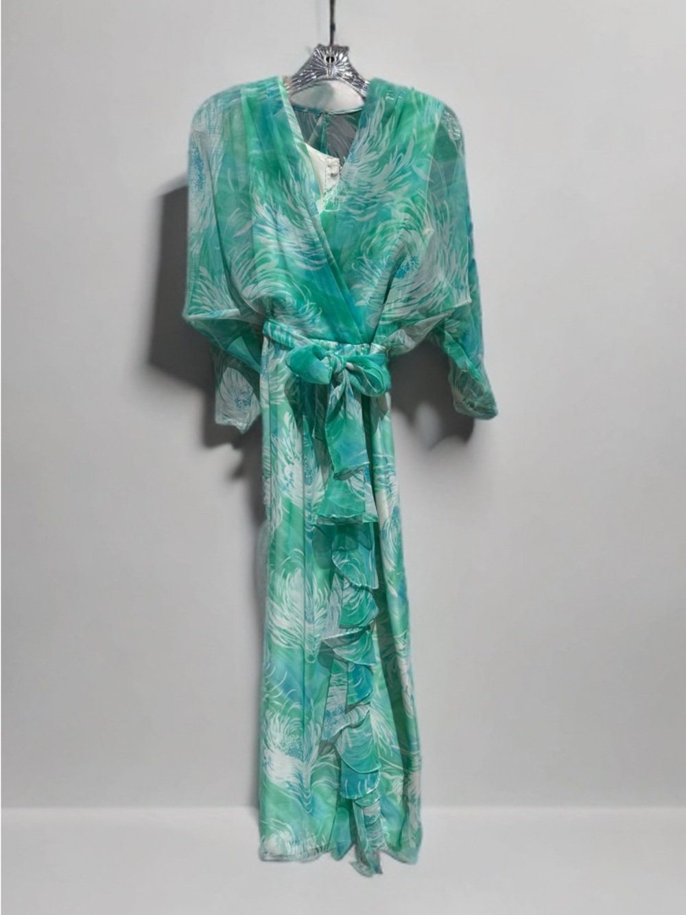 Marine Green and Blue Swirl Maxi Dress -